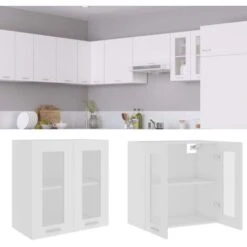 Armoire En Verre Suspendue | Armoire De Cuisine Meuble Haut Cuisine Blanc 60x31x60 Cm Aggloméré 78605