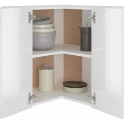 Armoire D'angle Suspendue | Armoire De Cuisine Meuble Haut Cuisine Blanc Brillant 57x57x60 Cm Aggloméré 10152 -VIDAXL || Bosch || Whirlpool Soldes 74477870 4
