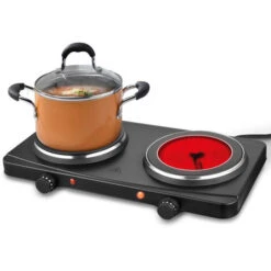 Jago® Plaque De Cuisson - Double, Portable, 2500 W, Brûleurs : Infrarouge Et Fonte, Aluminium Et Vitrocéramique - Plaque Chauffante Électrique, Réchaud, Table De Cuisson -VIDAXL || Bosch || Whirlpool Soldes 74549938 3