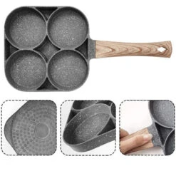 4 Trous Manche En Bois Antiadhésif Poêle à Omelette Omelette Pommes De Terre Rissolées Burger Poêle -VIDAXL || Bosch || Whirlpool Soldes 74958431 3