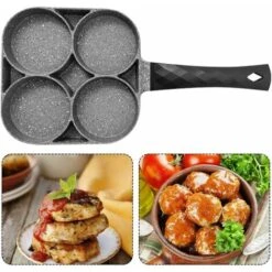 4 Trous Manche En Bois Antiadhésif Poêle à Omelette Omelette Pommes De Terre Rissolées Burger Poêle -VIDAXL || Bosch || Whirlpool Soldes 74958431 4