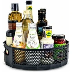 Plateau Tournant, Rangement épices Ournant En Plastique Pour épices Condiments Rangement De Cuisine, Plateau Tournant Placard Cuisine, Plateau Tournant Epices 22.56.5cm (noir)