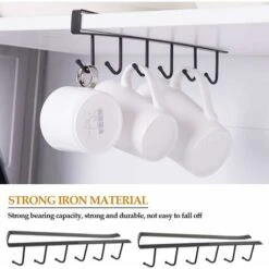 Insert Porte-Tasses 2pcs, Crochet De Stockage Armoire, Porte-Gobelet 6 Tasses, Sous Étagère Crochet Sans Perçage Pour Cuisine, Support De Stockage Pour Penderie, -VIDAXL || Bosch || Whirlpool Soldes 76663620 3