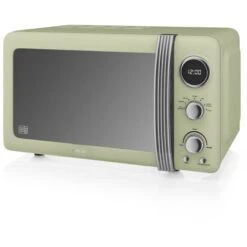 SWAN SM22030GNEU Retro Micro-ondes Numérique 20L, 5 Niveaux Puissance, Décongélation, Minuterie 800W Vert