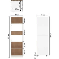 Armoire De Cuisine Blanc Brillant 60x57x207 Cm -VIDAXL || Bosch || Whirlpool Soldes 77750065 3