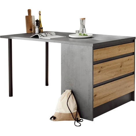 Meuble De Cuisine, Ilot De Cuisine En MDF Coloris Anthracite/Chêne Artisan - Longueur 180 X Hauteur 90 X Profondeur 90 Cm -PEGANE- 3 Meuble De Cuisine, Ilot De Cuisine En MDF Coloris Anthracite/Chêne Artisan - Longueur 180 X Hauteur 90 X Profondeur 90 Cm -PEGANE-