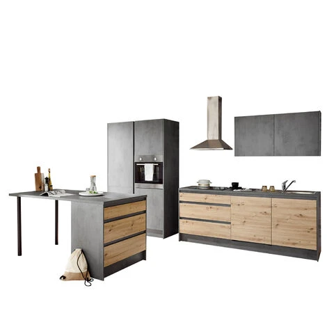 Meuble De Cuisine, Ilot De Cuisine En MDF Coloris Anthracite/Chêne Artisan - Longueur 180 X Hauteur 90 X Profondeur 90 Cm -PEGANE- 4 Meuble De Cuisine, Ilot De Cuisine En MDF Coloris Anthracite/Chêne Artisan - Longueur 180 X Hauteur 90 X Profondeur 90 Cm -PEGANE- – Image 2