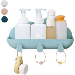 Étagère De DouchePas De Perçage Abs Douche étagère Rangement Organisateur De Douche Avec 3 Crochets