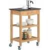 Chariot De Cuisine De Service Roulant, Desserte Sur Roulettes En Bambou Plateau En Granit L58xP40xH87cm (Noir) SoBuy® FKW28-SCH -VIDAXL || Bosch || Whirlpool Soldes 7927822 1