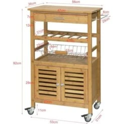 Desserte Cuisine Table Roulante En Bambou Chariot De Cuisine L56xH92xP36cm SoBuy® FKW53-N -VIDAXL || Bosch || Whirlpool Soldes 7927835 3