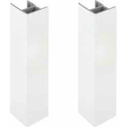 2x Jonction De Plinthe 150mm Blanc Brillant Angle Angulaire Coin Cuisine Raccord Connecteur Pied De Meuble Profil PVC Plastique Finition