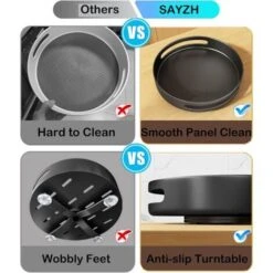 Plateau Tournant,Métal En Acier Tournant Etagere Plateau Tournant Placard Cuisine Pour Cuisine Rangement, Rangement Placard , 25,4 CM, Noir -VIDAXL || Bosch || Whirlpool Soldes 79463878 4