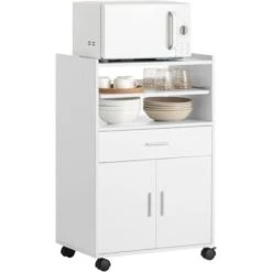 Desserte Micro-onde à Roulettes Meuble De Rangement Cuisine SoBuy® FSB09-W