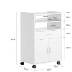 Desserte Micro-onde à Roulettes Meuble De Rangement Cuisine SoBuy® FSB09-W -VIDAXL || Bosch || Whirlpool Soldes 8039418 3