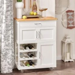 SoBuy FKW45-WN Desserte Chariot De Cuisine De Service Roulant, Meuble Armoire De Rangement Cusine Sur Roulettes -VIDAXL || Bosch || Whirlpool Soldes 8039445 2