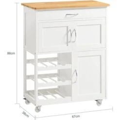 SoBuy FKW45-WN Desserte Chariot De Cuisine De Service Roulant, Meuble Armoire De Rangement Cusine Sur Roulettes -VIDAXL || Bosch || Whirlpool Soldes 8039445 3