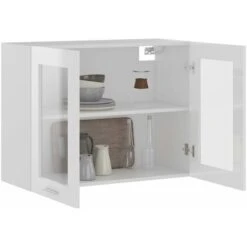 Meuble Haut De Cuisine En Verre Suspendue Blanc Brillant 80x31x60 Cm Aggloméré 10 Meuble Haut De Cuisine En Verre Suspendue Blanc Brillant 80x31x60 Cm Aggloméré -VIDAXL || Bosch || Whirlpool Soldes 80970049 4