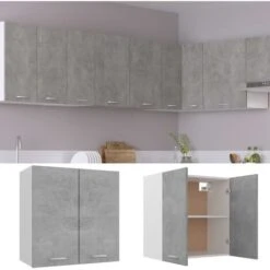 Meuble Haut De Cuisine Suspendue Gris Béton 60x31x60 Cm Aggloméré 8 Meuble Haut De Cuisine Suspendue Gris Béton 60x31x60 Cm Aggloméré -VIDAXL || Bosch || Whirlpool Soldes 80970052 2