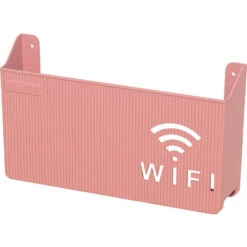1PC Mural Sans Fil Wifi Routeur étagère Boîte De Rangement ABS Plastique Boîte De Rangement Câble Support D'alimentation Organisateur Boîte Décoration De La Maison (rose)
