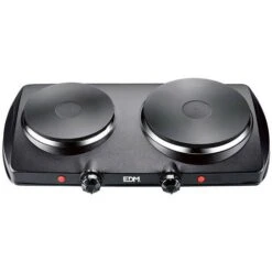 Plaque Electrique Noire 1400w 2 Feux Ce/A13 46,5x26x8,5cm Edm