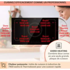 Plaque De Cuisson à Induction - Victoria 5 Flex - Encastrable 7400 W 2 Zones Flex Minuterie - Noir -VIDAXL || Bosch || Whirlpool Soldes 81978024 3