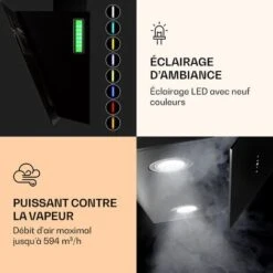 Hotte Aspirante - Klarstein Alina 60 Smart - 594 M³/h Led Lumière D'ambiance - Noir 11 Hotte Aspirante - Klarstein Alina 60 Smart - 594 M³/h Led Lumière D'ambiance - Noir -VIDAXL || Bosch || Whirlpool Soldes 81978036 5