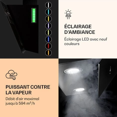 Hotte Aspirante - Klarstein Alina 60 Smart - 594 M³/h Led Lumière D'ambiance - Noir 7 Hotte Aspirante - Klarstein Alina 60 Smart - 594 M³/h Led Lumière D'ambiance - Noir – Image 5