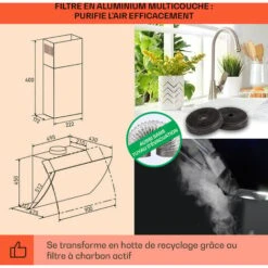 Hotte Aspirante - Klarstein Clara 90 Verre 509 M³/h Touch Lumière D'ambiance - Noir -VIDAXL || Bosch || Whirlpool Soldes 81978060 5