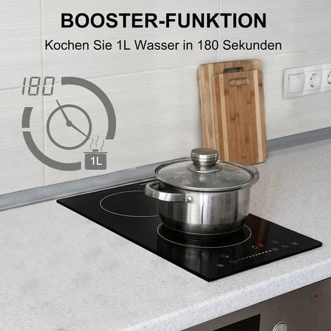 Thermomate IHTB302 Table De Cuisson à Induction/ 30 Cm Table De Cuisson à Induction Encastrable Avec 2 Zones De Cuisson/fonction Booster/commande Tactile/sécurité Enfants/timer 6 Thermomate IHTB302 Table De Cuisson à Induction/ 30 Cm Table De Cuisson à Induction Encastrable Avec 2 Zones De Cuisson/fonction Booster/commande Tactile/sécurité Enfants/timer – Image 4