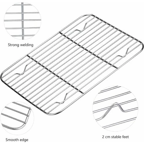 MINKUROW Plaque À Patisserie + Grille De Refroidissement, 26,5 X 20 X 2,5 Cm Plaque De Four Universelle En Acier Inoxydable Plaque De Cuisson Rectangulaire 6 MINKUROW Plaque À Patisserie + Grille De Refroidissement, 26,5 X 20 X 2,5 Cm Plaque De Four Universelle En Acier Inoxydable Plaque De Cuisson Rectangulaire – Image 4