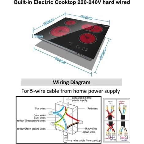 Karinear Plaque De Cuisson En Vitrocéramique Encastrable 4 Foyer Avec Double Zone Extensible, Table De Cuisson électrique Intégrée Avec Commande Tactile, Minuteur, Securite Enfant, 6600W 4 Karinear Plaque De Cuisson En Vitrocéramique Encastrable 4 Foyer Avec Double Zone Extensible, Table De Cuisson électrique Intégrée Avec Commande Tactile, Minuteur, Securite Enfant, 6600W – Image 2