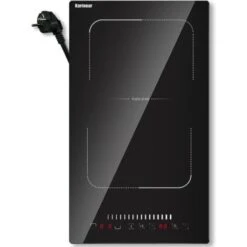 Plaque à Induction, Karinear Plaque De Cuisson 2 Feux, Table De Cuisson électrique Encastrable, 3500 W, Verre Noir