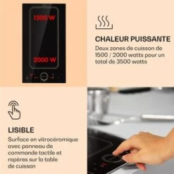 Plaque De Cuisson - Klarstein Victoria Domino - à Induction Encastrable 3500 W - Minuterie - Noir -VIDAXL || Bosch || Whirlpool Soldes 87083847 4
