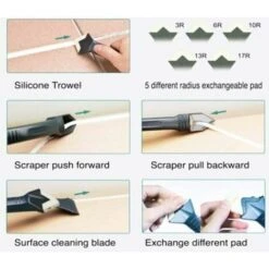 Lisseur Joint Silicone, Outil De Calfeutrage 3 En 1 Lame Acier Inox Kit, Outil De Retrait De Lissage De Finition De Mastic En Joint Silicone Pour Cuisine De Salle De Bain -VIDAXL || Bosch || Whirlpool Soldes 87952081 4
