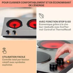 Plaque De Cuisson Double - Klarstein Ramsey - 2400w - 11 Niveaux - Vitrocéramique - Argent -VIDAXL || Bosch || Whirlpool Soldes 88266907 4 1