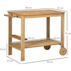 OUTSUNNY Desserte De Jardin - Desserte Pour Plancha - étagère, 3 Porte-bouteilles, 2 Roues, Poignée - Bois Sapin Pré-huilé -VIDAXL || Bosch || Whirlpool Soldes 88780807 3