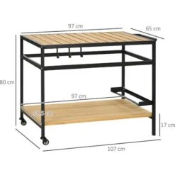 OUTSUNNY Desserte De Jardin Chariot Pour Plancha Barbecue En Bois Et Métal Avec 2 étagères Et 3 Crochets - 107 X 65 X 80 Cm Noir Naturel -VIDAXL || Bosch || Whirlpool Soldes 89616347 3