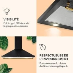 Klarstein Hotte Aspirante Cuisine 9 Cm, Hotte Cheminée Avec Filtres à Charbon, 61m³/h, 165W, Hotte De Cuisine En Acier Inoxydable Avec Recirculation, Panneau De Commande, Eclairage LED, Classe A -VIDAXL || Bosch || Whirlpool Soldes 90506688 3