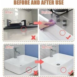 Ruban De Calfeutrage, Ruban D'étanchéité Décoratif Auto-adhésif En PE, Utilisé Pour La Protection Des Bords Muraux Du Plancher De La Baignoire De La Salle De Bain De L'évier De La Cuisine (longueur Bl -VIDAXL || Bosch || Whirlpool Soldes 90676151 5