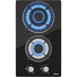 Plaque à Gaz 2 Feux - Autosuffisante Plaque De Cuisson à Gaz Avec 2 Brûleurs à Gaz - Cuisinière Encastrable - Gaz Naturel/Propane (2 Brûleurs - Verre)