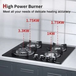Plaque De Cuisson Gaz 4 Feuxs, Plaque Gaz 4 Feux, Plaque à Gaz - Cuisinière Encastrable - Gaz Ville Et Bouteille (4 Brûleurs - Verre) -VIDAXL || Bosch || Whirlpool Soldes 91624287 3