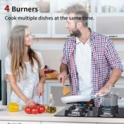 Plaque De Cuisson Gaz 4 Feuxs, Plaque Gaz 4 Feux, Plaque à Gaz - Cuisinière Encastrable - Gaz Ville Et Bouteille (4 Brûleurs - Verre) -VIDAXL || Bosch || Whirlpool Soldes 91624287 4