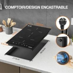 Plaque à Induction 2 Foyer, Double Plaque à Induction Encastrable, Table De Cuisson à Induction 3400W, L51 X P29.5 Cm -VIDAXL || Bosch || Whirlpool Soldes 91624288 2