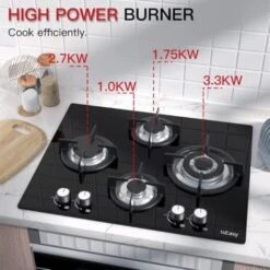 Plaque Gaz 4 Feux, Plaque De Cuisson à Gaz, Plaque à Gaz Avec 4 Foyers à Gaz, Cuisinière Encastrable, Gaz Naturel/Propane (4 Brûleurs) -VIDAXL || Bosch || Whirlpool Soldes 91624289 4