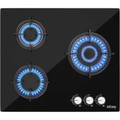 Plaque Gaz 3 Feux, Plaque De Cuisson à Gaz, Plaque à Gaz Avec 3 Foyers à Gaz, Cuisinière Encastrable, Gaz Naturel/Propane (3 Brûleurs)