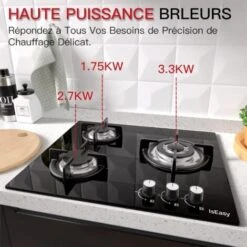 Plaque Gaz 3 Feux, Plaque De Cuisson à Gaz, Plaque à Gaz Avec 3 Foyers à Gaz, Cuisinière Encastrable, Gaz Naturel/Propane (3 Brûleurs) -VIDAXL || Bosch || Whirlpool Soldes 91624294 4
