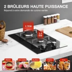 Plaque De Cuisson Gaz 2 Feux, Plaque Gaz 2 Feuxs, Table De Cuisson à Gaz Encastrable, Gaz Ville Et Bouteille (2 Foyers) -VIDAXL || Bosch || Whirlpool Soldes 91624295 4