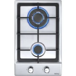 Plaque De Cuisson à Gaz 2 Feux - Autosuffisante Plaque à Gaz Avec 2 Brûleurs à Gaz - Cuisinière Encastrable - Gaz Naturel/Propane (2 Brûleurs -Acier Inoxydable)