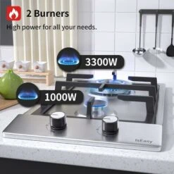 Plaque De Cuisson à Gaz 2 Feux - Autosuffisante Plaque à Gaz Avec 2 Brûleurs à Gaz - Cuisinière Encastrable - Gaz Naturel/Propane (2 Brûleurs -Acier Inoxydable) -VIDAXL || Bosch || Whirlpool Soldes 91624299 3