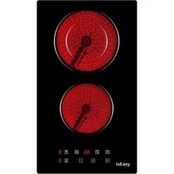 Plaque Vitrocéramique 2 Feux, Encastrable Plaque 2 Feux, Plaque De Cuisson En Vitrocéramique 2 Foyers- 3200W, 29cm